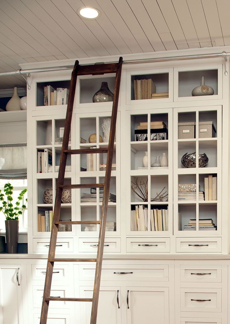 Bookshelf with a ladder - Learn how to style a bookshelf with POWAY CARPETS in Poway, CA